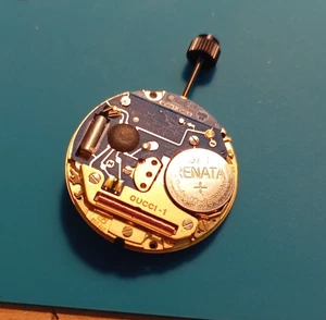 GENIUNE GUCCI ETA 955.412 6PM CALENDAR  HEIGHT 1 GOLD TONE QUARTZ WATCH MOVEMENT - Picture 1 of 3