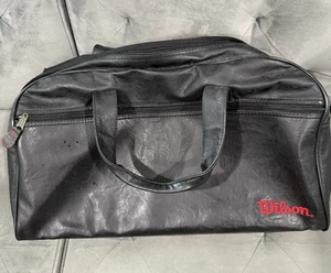 Borsone Wilson vintage anni 70 in pelle nera con doppio manico con tracolla - Foto 1 di 4