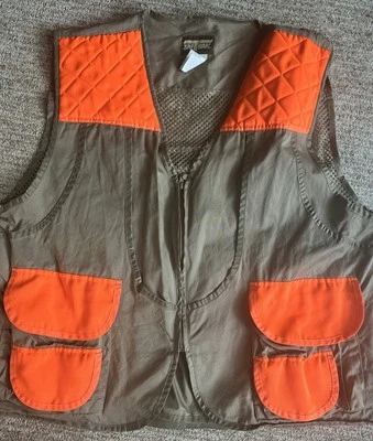 Saftbak Men's Khaki & Blaze Orange Hunting Vest Back Zip Space 2XL Pockets Mesh - Image 1 of 4