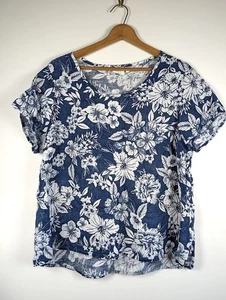 C&C California Top Damen Größe 1X 100 % Leinen Blumenmuster Hawaii Strand Urlaub - Bild 1 von 8