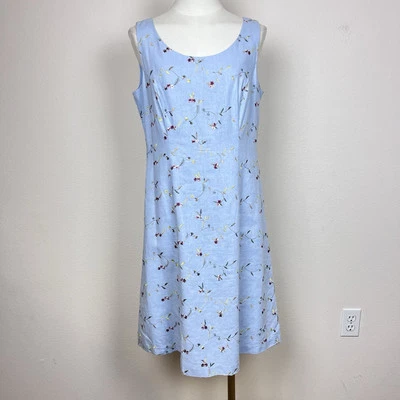 Vestido Sheri Martin Vintage Mujer Petite Twelve Bordado Floral Lino Años 90 Foto 1 de 4