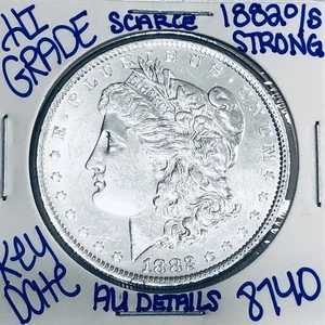 1882 O/S MORGAN SILVER DOLLAR AUTHENTIC HI GRADE U.S. MINT RARE KEY DATE 8740 - Picture 1 of 3