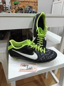 Nike Tiempo IV SG Football Boots Size UK 9 Black/Electric Green.2012.Metal studs - Picture 1 of 10