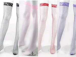 KAISIDIER Fishnet Stretch Lace Top Thigh High Stockings Choice Red Black NWT - Picture 1 of 5