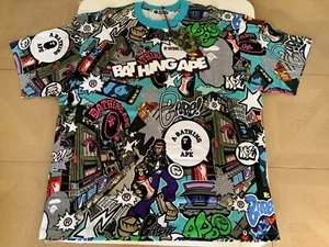 Auténtica camiseta a bathing ape bape cómic arte calce relajado hombre’s XL nueva - Imagen 1 de 7