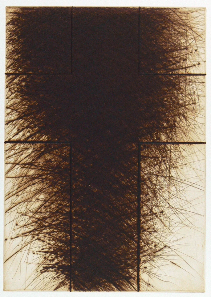 ARNULF RAINER - Radierung "Kreuz Braun Dunkel", handsigniert, Auflage 30, 2009! - Bild 1 von 1
