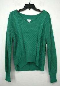 Abound Women Long Sleeve Soft Cotton Cable Knit V-Neck Casual Sweater Pullover S - Picture 1 of 3