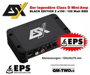 ESX QM-TWOv3 BLACK EDITION 2-Kanal Class D Mini Digital Verstärker 300 Watt RMS - Bild 1 von 8