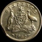 Australia+6+Pence+1962+pre+decimal+clip+Error+Silver+Coin+High+Grade+Rare