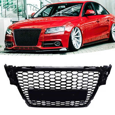 For 2009-2012 Audi A4 B8 S4 RS4 Black Sport Honeycomb Mesh Bumper Grill Grille — 第 1/4 张图片