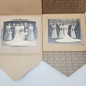 2 Vintage Schwarz & Weiß HOCHZEITSFOTOS Studio Ordner Rahmen S/W 7"x9" & 11"x13" - Bild 1 von 13