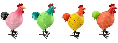 frühlingshaftes buntes Deko-Huhn Garten-Huhn Garten-Deko Metall bemalt  - Bild 1 von 4