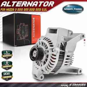 Alternator for Mazda 3 2010 2011 2012 2013 L4 2.0L 100A 12V CW 6-Groove Pulley - Picture 1 of 9