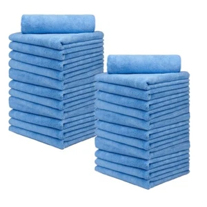 Asciugamani Microfibra Confezione 24 Dettagli Auto Assorbenti Senza Pelucchi 16x16" 380GSM Blu - Foto 1 di 11