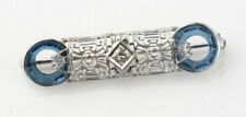 14k White Gold Art Deco Diamond Solitaire Brooch w/ Crystal Accents TDW = 0.10ct
