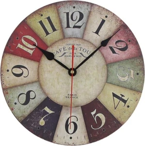 MDF Holz Wanduhr Vintage Rustikal Landhaus Rund Deko Uhr Retro Sty... - Bild 1 von 6