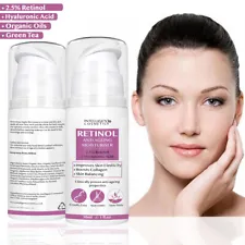 Retinol 2,5% Gesichtscreme Anti-Aging-Falten mit Hyaluronsäure Vitamin E & B