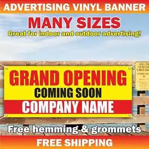 GRAND OPENING Advertising Banner Vinyl Mesh Sign COMING SOON COMPANY NAME open - Picture 1 of 5