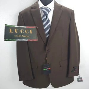Lucci ColleZione Braun Hand Tailored Blazer Sport Mantel Anzug Jacke Etikett Gr 42 R - Bild 1 von 19