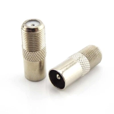 TV Aerial Male Plug To F Female Socket Screw On Coax Connector Adapter Converter - Image 1 of 4