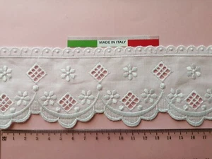 BALZA IN PIZZO SANGALLO BIANCO ALTEZZA CM 7. COTONE 100%.MADE IN ITALY - Foto 1 di 1