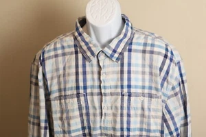 Carbon 2 Cobalt Men's white, blue and gray checkered long sleeve 2XL XXL - Picture 1 of 5