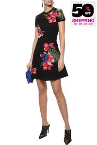 RRP €2577 VALENTINO Jacquard Knit Flare Dress Size M Lace Insert Floral Intarsia - Picture 1 of 6