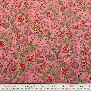 Florals on Mauve Beth Bruske for David Textiles Cotton Fabric Remnant 14" x 43" - Picture 1 of 2