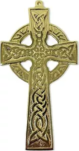 Exclusively Irish Celtic Wall Hanging Brass Cross Trinity Knot Design 5.3 x 2.7 - Picture 1 of 3