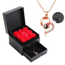Eternal Preserved Rose Flower Gift Box with Projection Necklace Handmade
