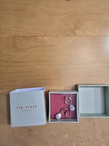 Ted Baker Periaa Pearly Chain Huggie Earrings (Gold Tone/Pearl) - Picture 1 of 4