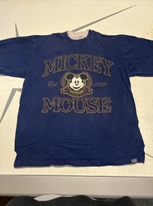 VINTAGE MICKEY MOUSE VARSITY GRAPHIC T-SHIRT GEAR FOR SPORTS ( MENS L) BLUE - Picture 1 of 4