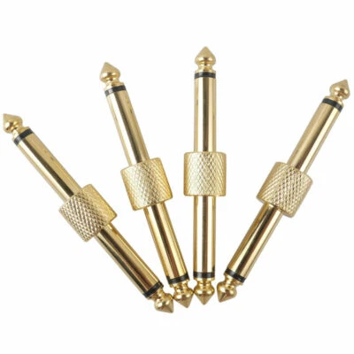 Conector de pedal de efectos de guitarra de 4 piezas 1/4” 6,35 mm acoplamiento parche convertir recto Foto 1 de 4