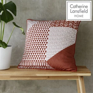 Terracotta Catherine Lansfield Larsson Geo Unfilled Cushion Cover 55cm - Picture 1 of 5