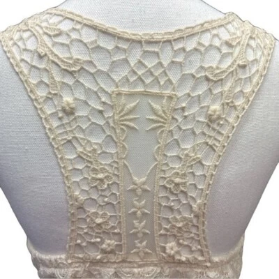 Impresionante Vestido Maurices Corredor Espalda Color Crema Crochet Encaje Talla M Boho Femenino Foto 1 de 4