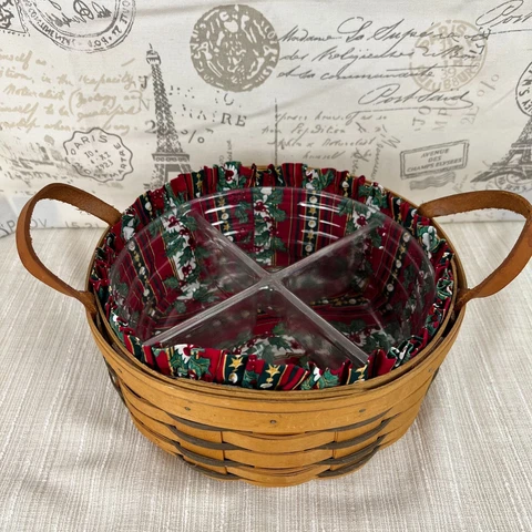 Longaberger 1999 Heartland 10 inch Darning Basket with 4 way Divider/Protector Cover