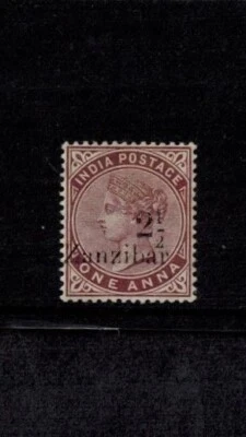 Zanzibar 1895-98 SG 21 Provisional 2 1/2 Type 3 Black on 1A Plum MOG VF CV L180 - Image 1 of 2