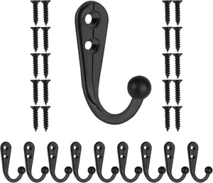 10 PCS Coat Hooks Wall Mounted, Premium Black Heavy Duty Metal Wall Hooks for - Picture 1 of 7