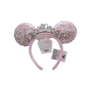 Disney Parks Pink Sequin Princess Tiara Minnie Ears Headband New Tags Free Ship - Picture 1 of 17