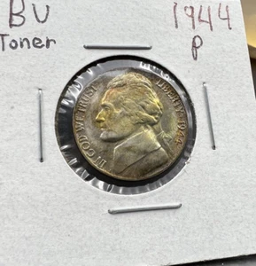 1944 P Jefferson Silver WW2 War Nickel Coin CH BU UNC PQ Nice Toning Toner - Picture 1 of 6