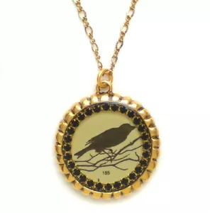 Collana Halloween Maximal Art John Wind Raven Bird Silhouette Gioielli Oro - Foto 1 di 1