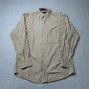 Burberrys Shirt Mens Medium Brown Stripe Cotton Preppy Button Down Casual Adult - Picture 1 of 15