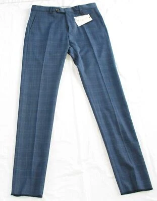 $415 Nuevo Pantalón LUCIANO BARBERA Ventana Cuadros Pantalones 33x37 EU 48 Azul Lana Foto 1 de 4