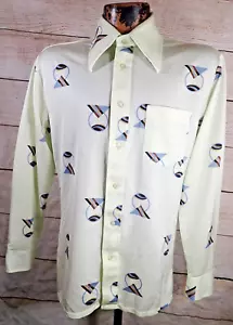 Vintage Kings Road Disco Shirt Men’s Medium Dagger Point Collar Geometric 70s - Picture 1 of 11