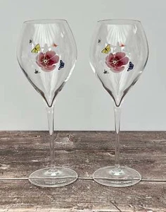 Pair of Perrier Jouet Mischer Traxler Pink Flower Champagne Glasses - Picture 1 of 7