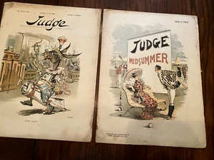 Two Issues Judge Magazine Midsummer Aug 1 1891 & Mar 26 1892 Excellent Flat - Picture 1 of 6