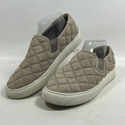 TORY BURCH Sneakers Womens 9M Savannah Quilted Slip On Suede Leather Shoes Gray - Image 1 of 4