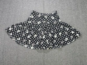 Hot Topic Black & White Polka Dot Skull & Rose Skirt Women's Size XS Extra Small - Picture 1 of 9