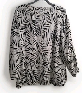 Blusa Due per Due 100% Seda 14W Blanca con Hojas de Palma Negras Carrera De Colección Elegante EC - Imagen 1 de 11