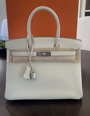 Hermes Birkin 30 en cuero Craie Togo con herrajes de paladio - sello en U Foto 1 de 4